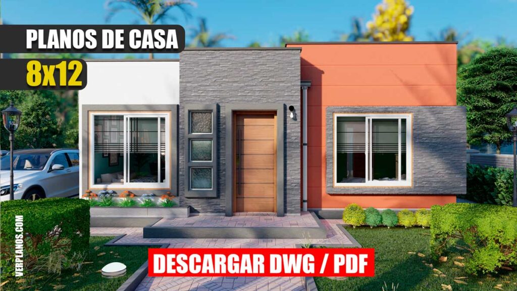 Planos de casa Moderna y Económica de 1 piso con 3 dormitorios y 2 baños gratis en autocad y pdf