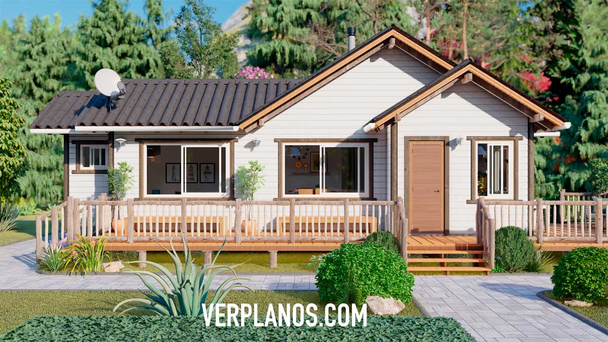 Vista previa de su fachada principal plano de casa prefabricada