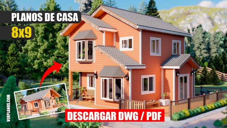 Plano de casa prefabricada de 2 pisos con 5 dormitorios y 2 baños en formato dwg para autocad y pdf ¡GRATIS!