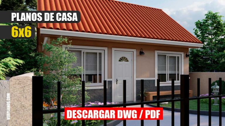 Plano de casa económica de 1 piso con 2 dormitorios 1 baño gratis en autocad y pdf