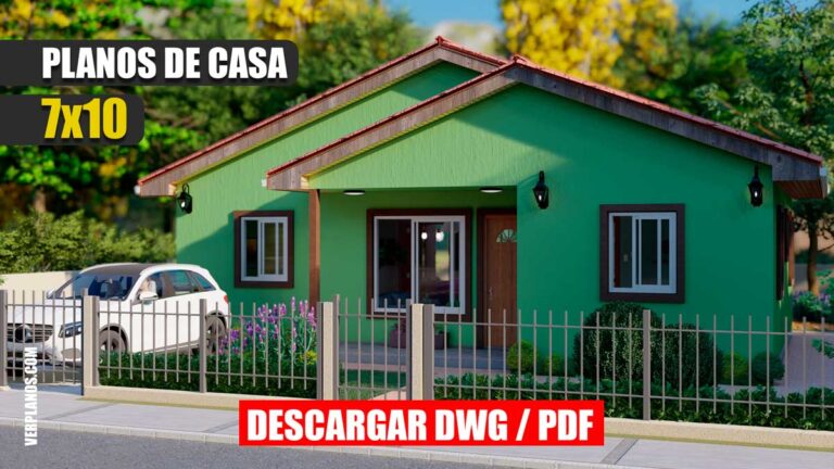 Planos de casa económica y pequeña de 3 dormitorios con 1 baño gratis en autocad y pdf para descargar