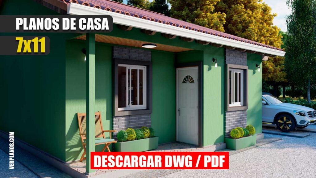 Planos de casa pequeña económica y bonita de 3 dormitorios y 2 baños gratis en autocad y pdf