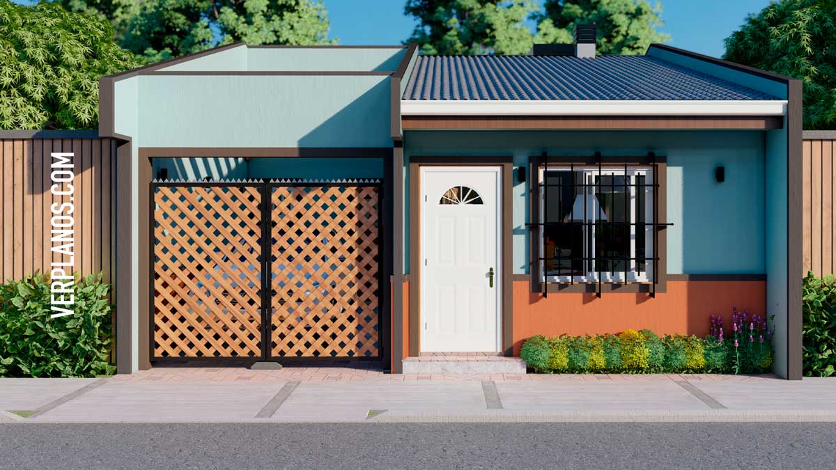 Vista previa Fachada principal planos de casa económica y pequeña