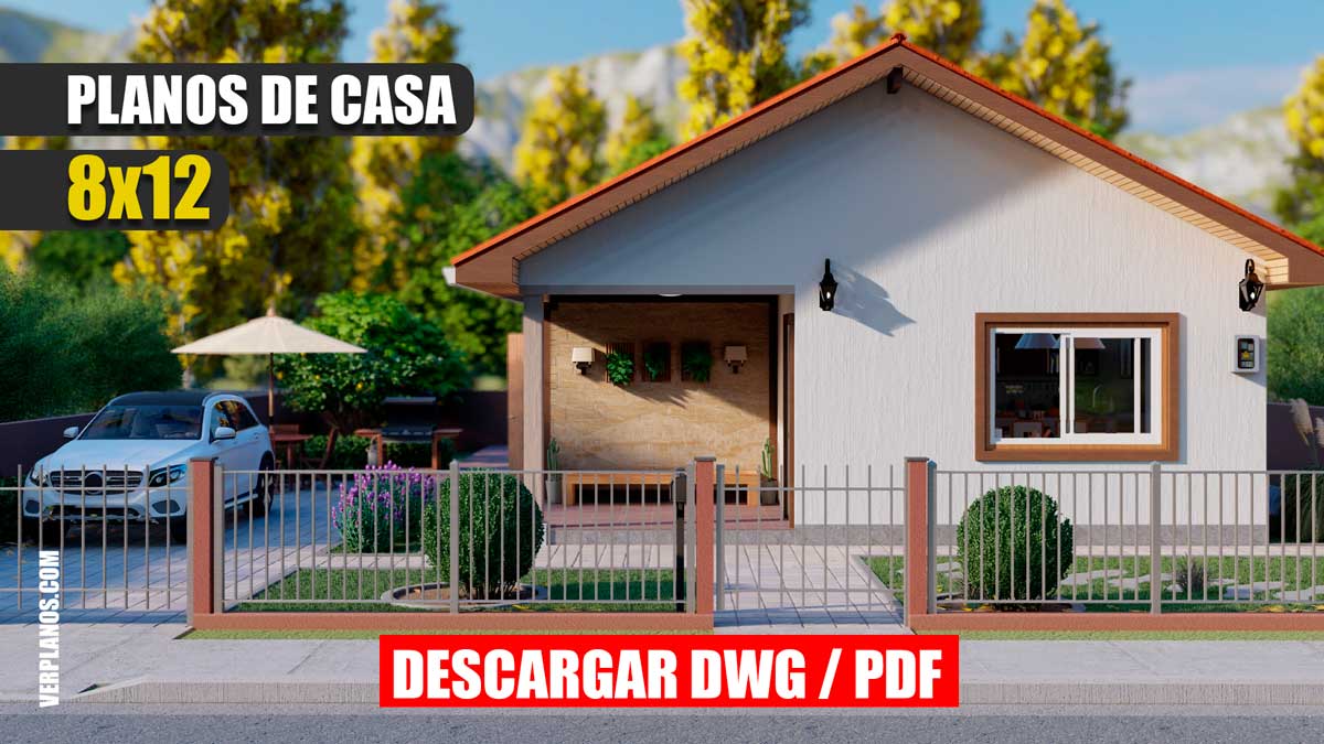 Planos de casa económica de 3 dormitorios y 2 baños 1 piso gratis en autocad y pdf para descargar