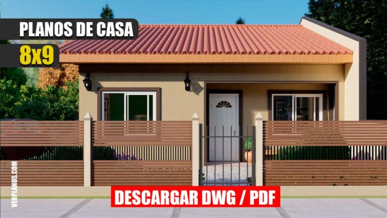 Planos de casa de 1 piso y 3 dormitorios de 2 baños gratis en autocad y pdf para descargar