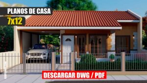 Hermoso Plano de Casa de 1 piso con 2 dormitorios y 1 baño