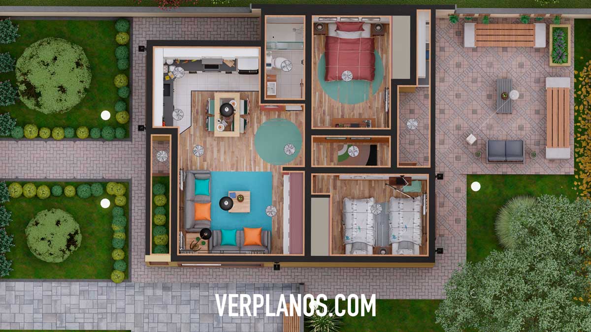 Planta vista previa plano de casa pequeña y económica