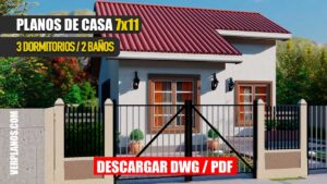 Planos de casa con 3 Dormitorios y 2 Baños ¡Económica y Pequeña!