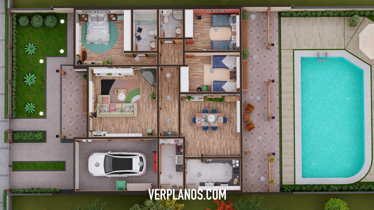 Vista previa de su planta plano de casa de campo