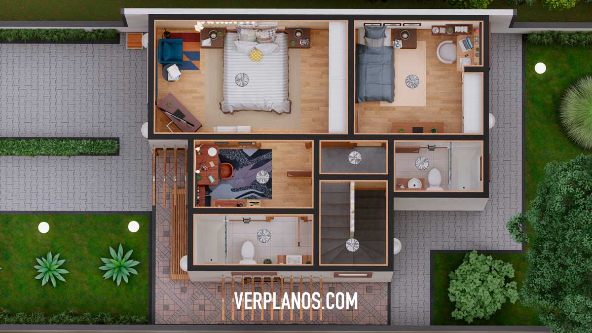 Vista en planta segundo piso