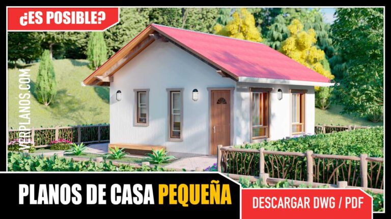 Planos de casa pequeña y económica de 1 piso con 2 dormitorios y 1 baño