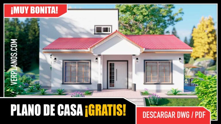 Planos de Casa con 3 dormitorios y 2 baños en formato DWG para Autocad y PDF ¡GRATIS! Descargar