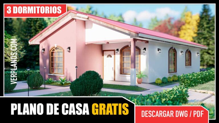 Planos de Casa de Campo con 3 Dormitorios y 2 Baños gratis para descargar en pdf o dwg
