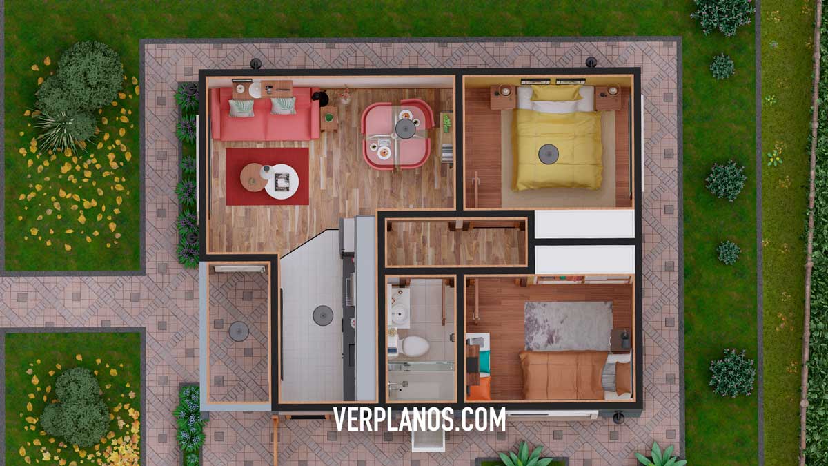 Vista previa planta de plano de casa pequeña y económica principal