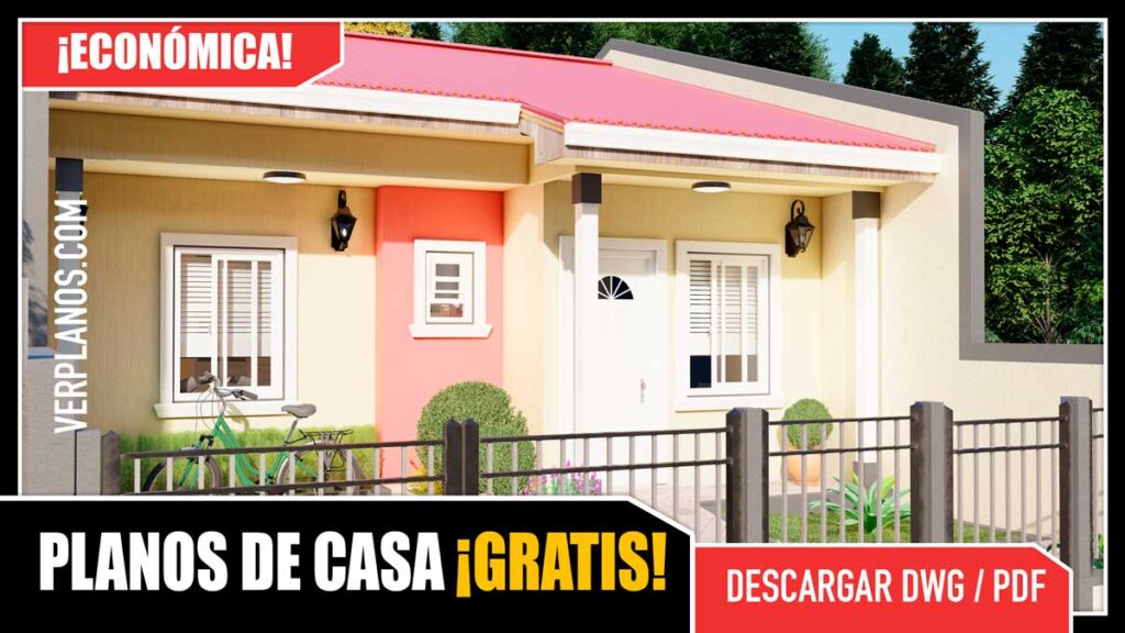 Planos de casas económicas de 1 piso con 3 dormitorios y 2 baños