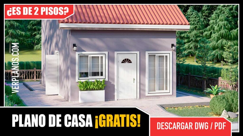 Plano de casa de 3 dormitorios 1 baño gratis en formato dwg y pdf