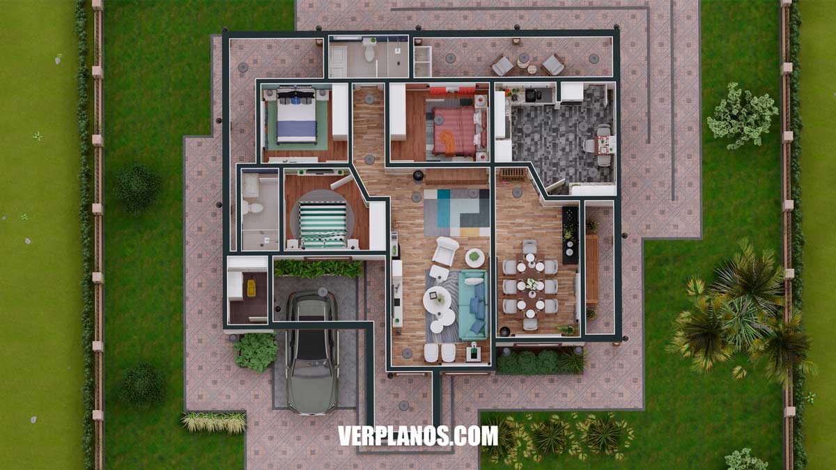 Plano de casa de campo vista previa