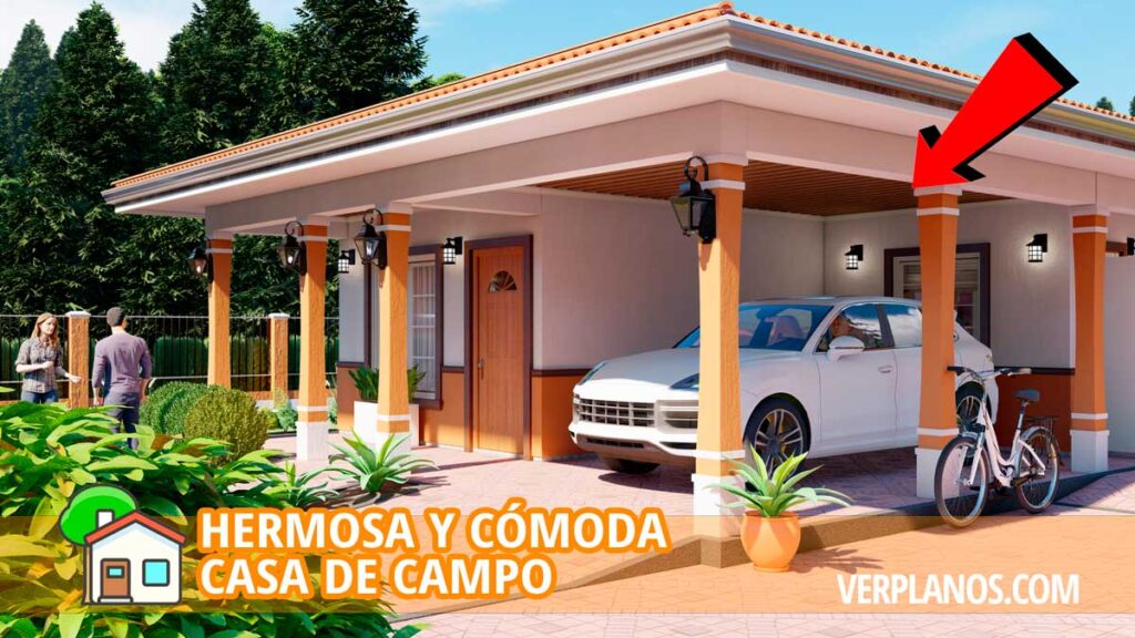 Planos de casa de campo con 3 dormitorios y 2 baños gratis en autocad en formato DWG y PDF ¡GRATIS!