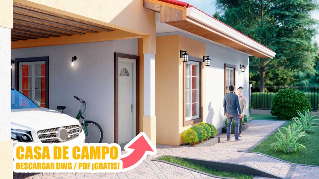 Planos de casa de campo con 3 dormitorios y 2 baños gratis en autocad y pdf para descargar