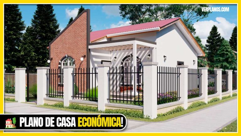 plano de casa de 1 piso con 2 dormitorios económica y pequeña en formato dwg y pdf