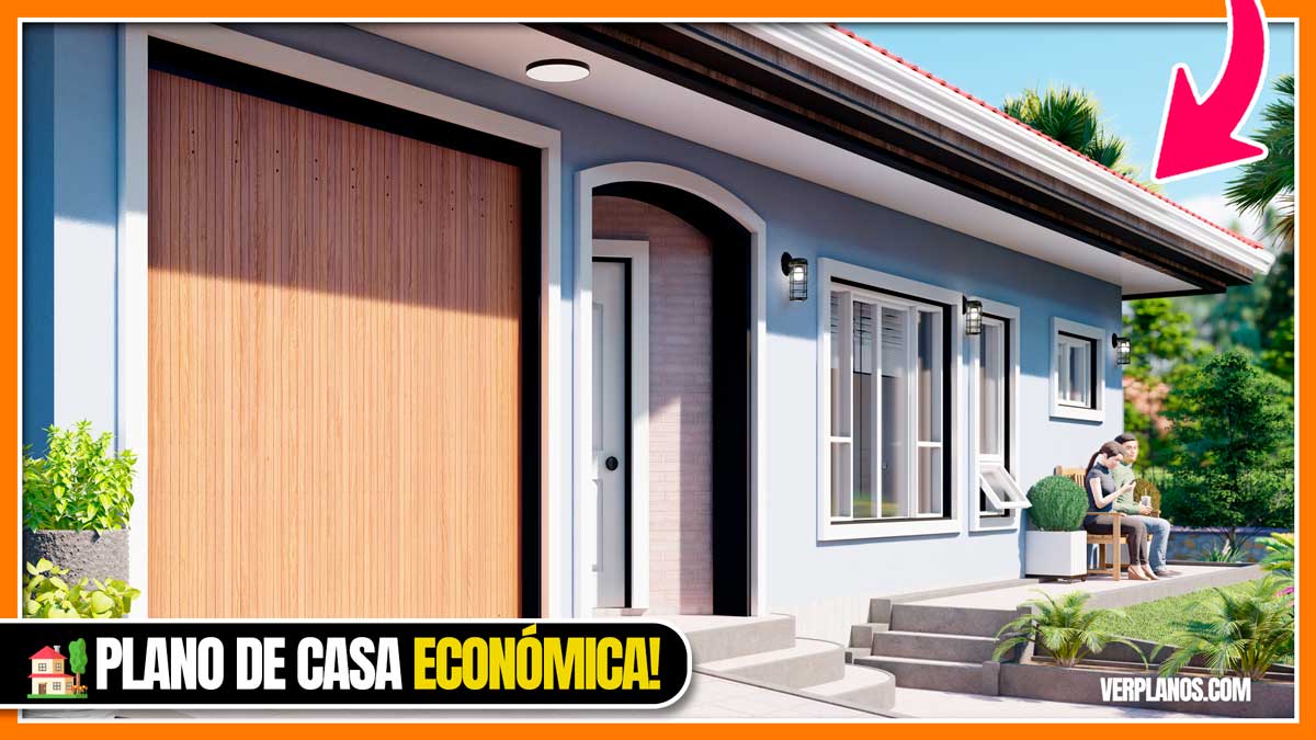 Planos de casa Económica y Pequeña de 1 piso con 2 Dormitorios y 1 baño gratis en autocad y pdf