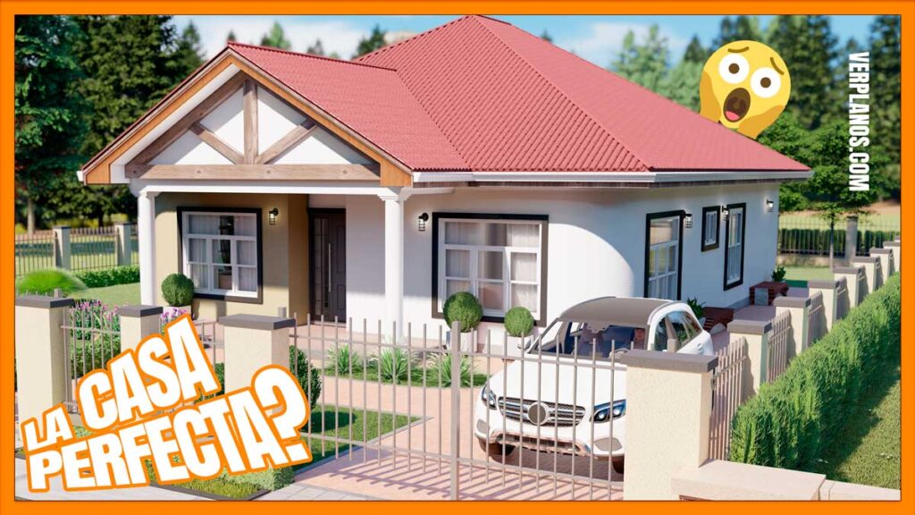 Planos de Casa Hermosa de 1 piso con 4 dormitorios y 3 baños en DWG y PDF gratis descargar