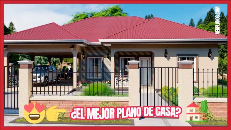 Planos de casa con 3 dormitorios y 2 baños en 1 piso descargar en autocad y pdf gratis