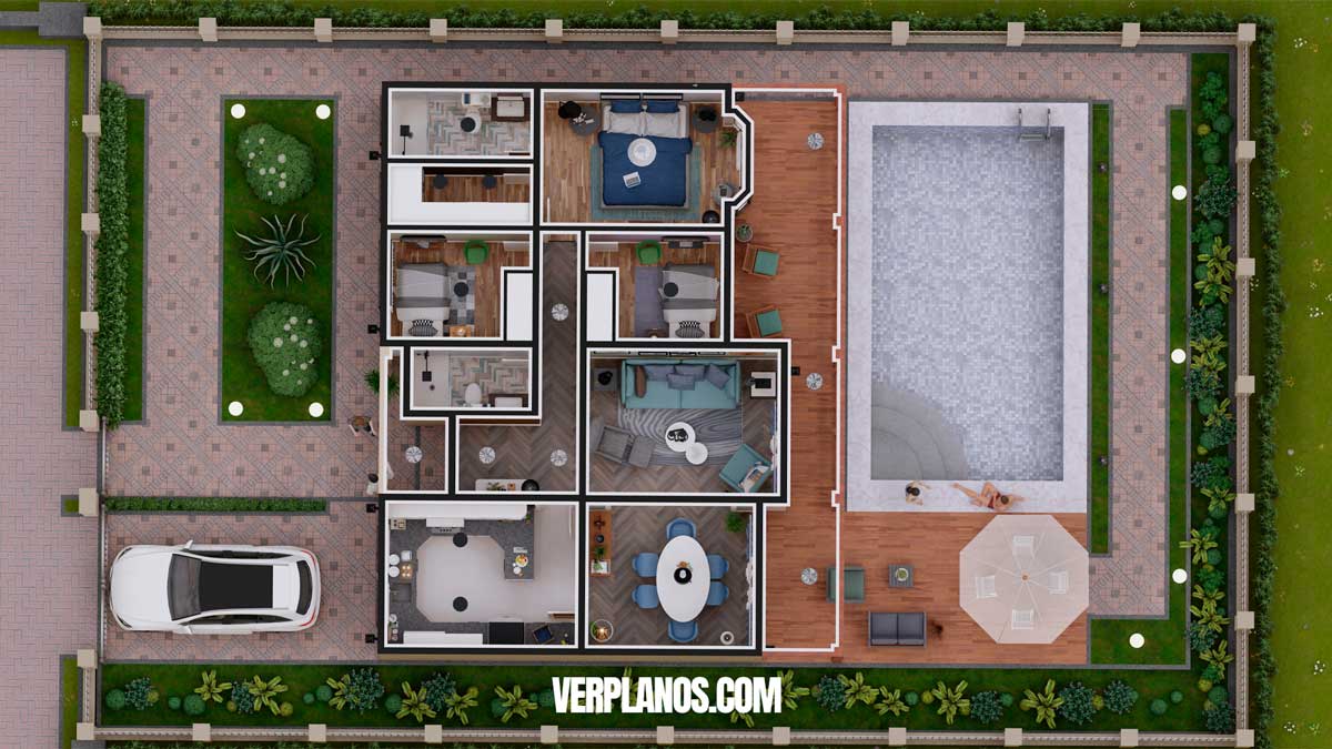 Planta de plano de casa pequeña y económica