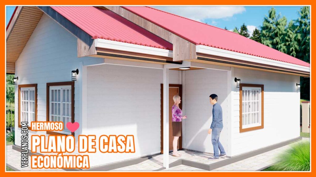 Planos de casa pequeña y económica que tiene 2 dormitorios y 1 baño