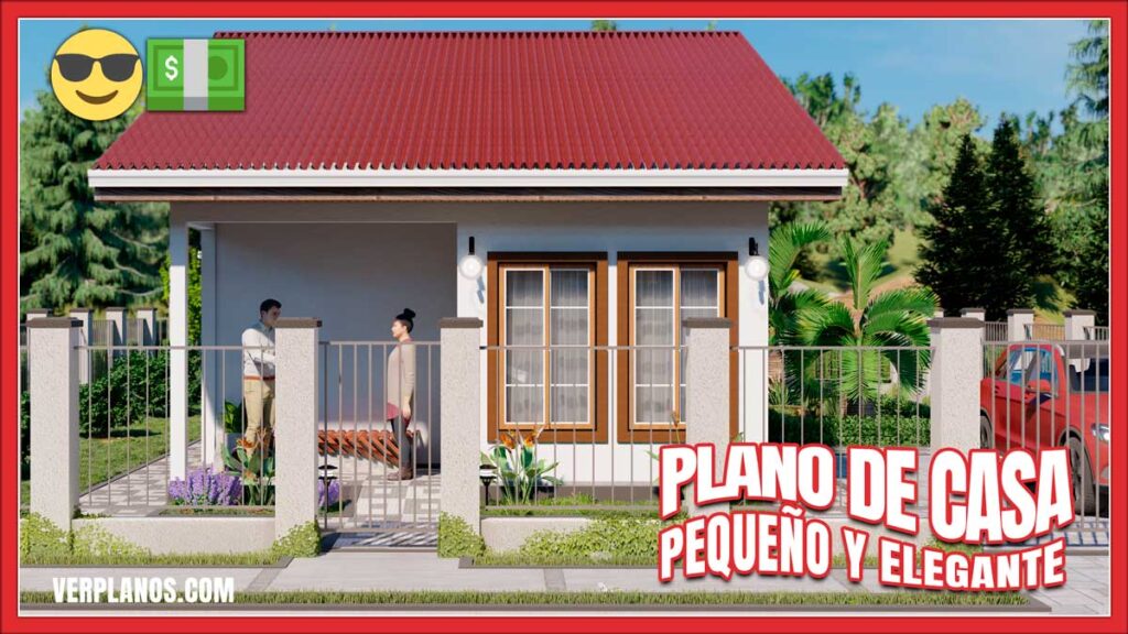 Planos de casa pequeña súper económica de 1 piso con 3 dormitorios y 2 baños