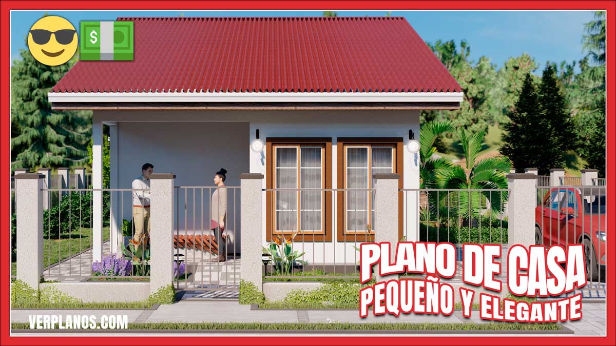 Planos de casa pequeña súper económica de 1 piso con 3 dormitorios y 2 baños