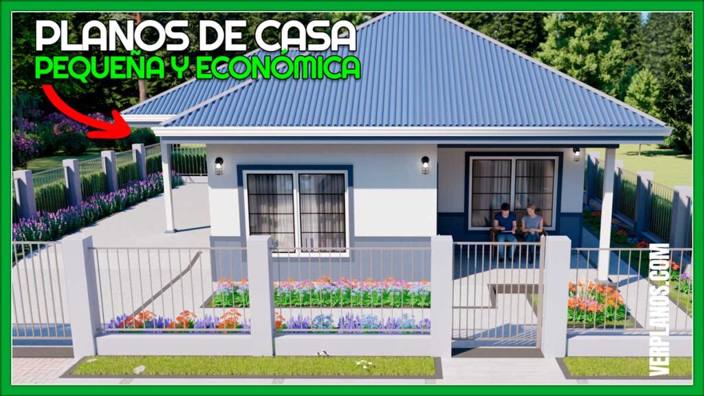 Planos de casa pequeña y económica de 1 piso con 3 dormitorios y 1 baño