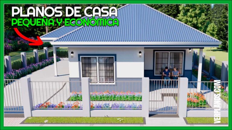 Planos de casa pequeña y económica de 1 piso con 3 dormitorios y 1 baño
