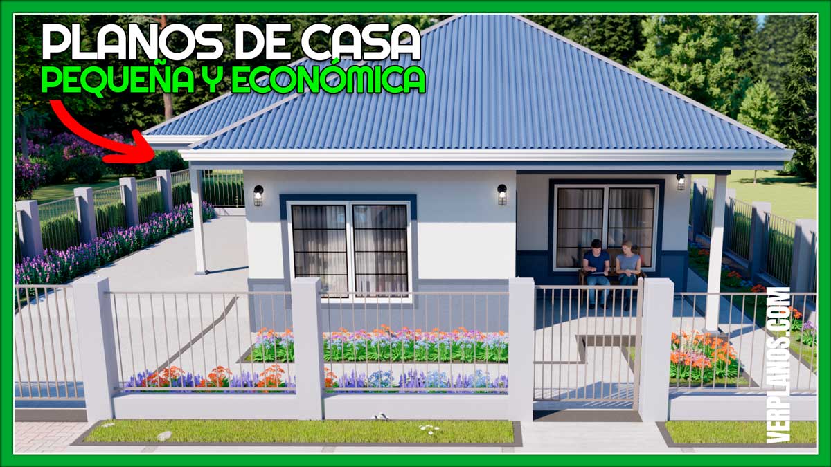 Planos de casa pequeña y económica de 1 piso con 3 dormitorios y 1 baño