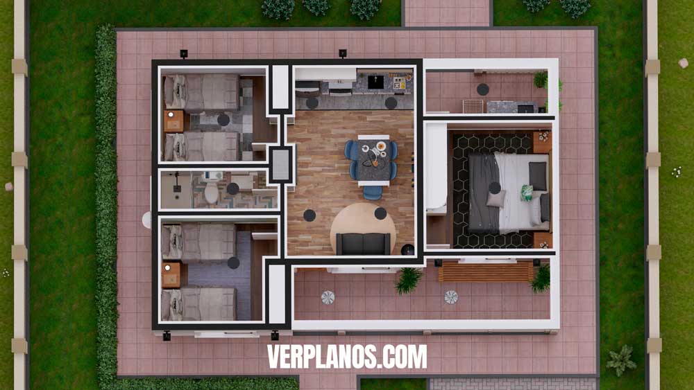 Vista previa de su planta interior distribución de ambientes