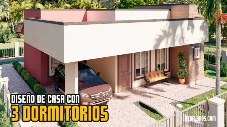 Hermoso diseño de plano de casa moderna y minimalista con 3 dormitorios y 2 baños descargar en dwg y pdf