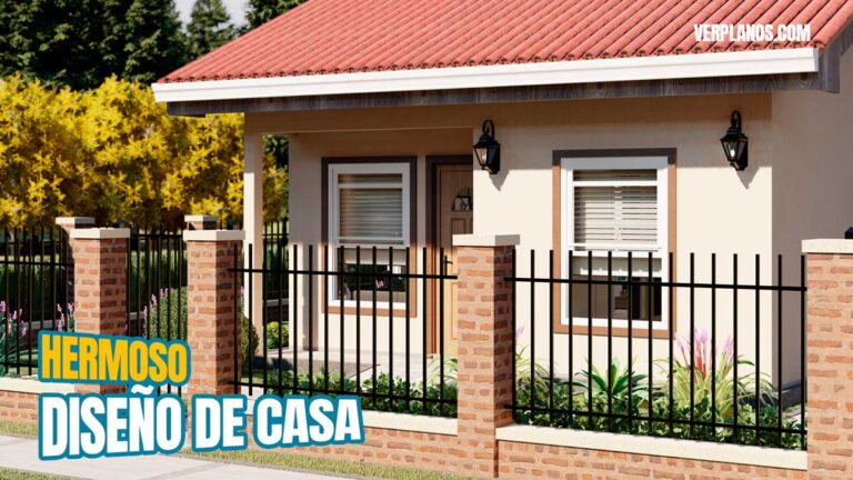 Hermoso diseño de plano de casa con 3 dormitorios y 2 baños en formato dwg y pdf ¡GRATIS!