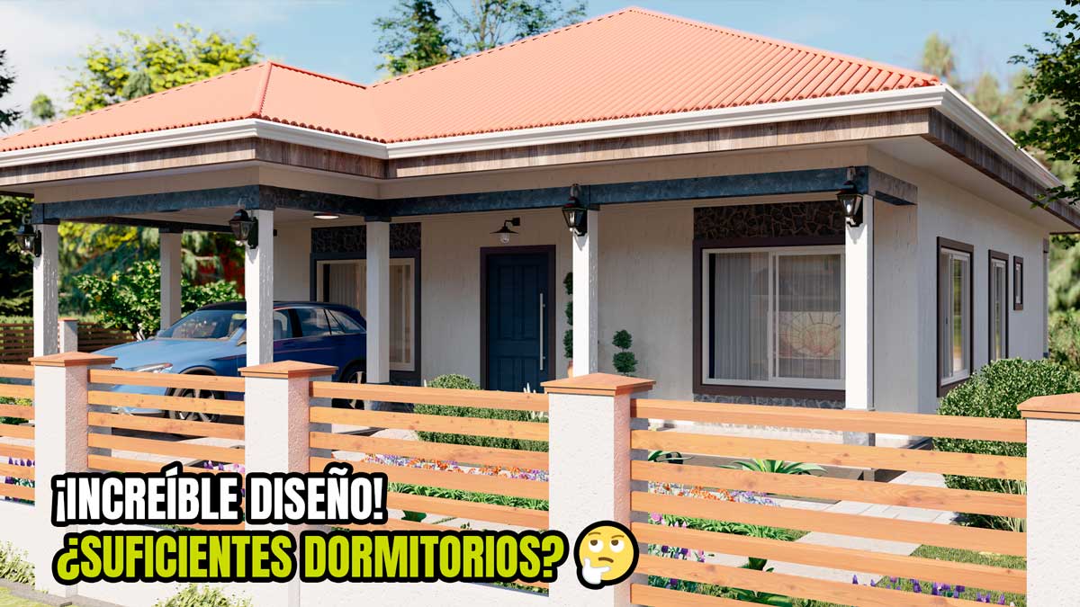 Plano de casa con 3 dormitorios y 2 baños con un diseño económico plano de casa gratis descargar dwg pdf