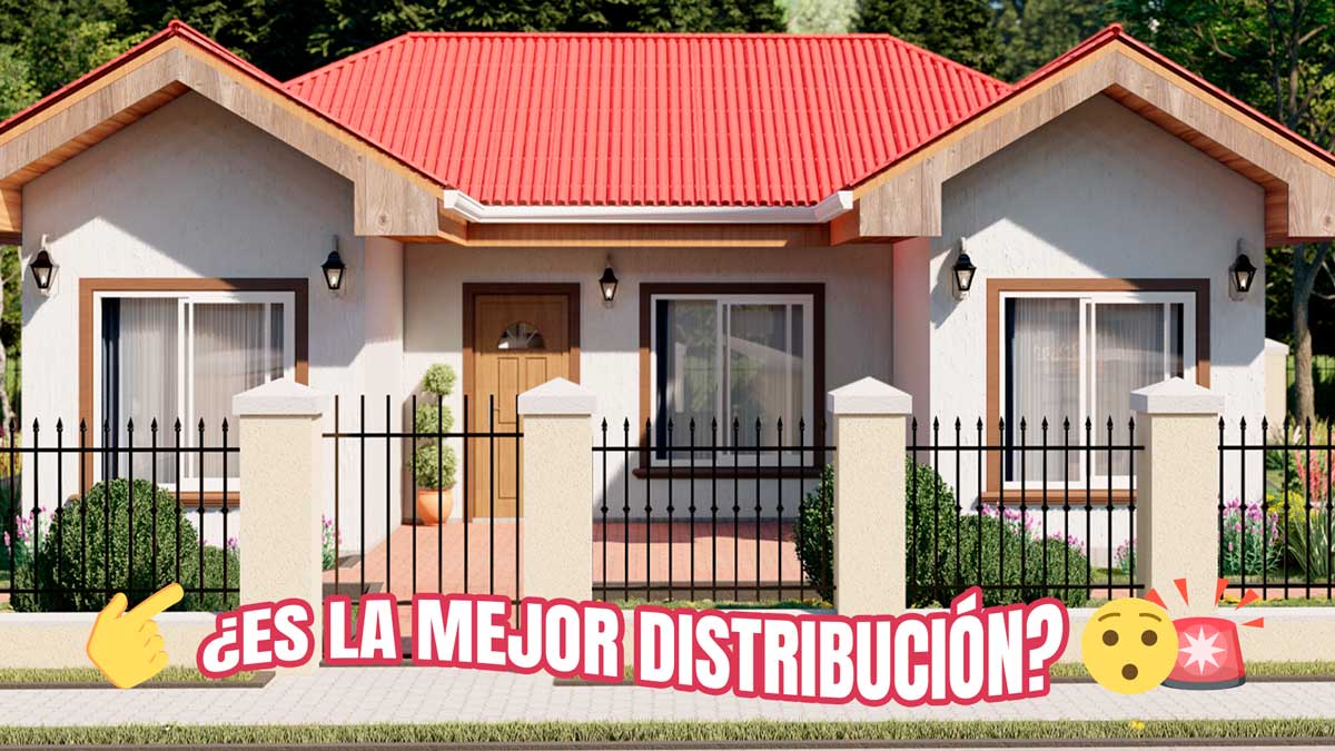 Planos de Casa con diseño elegante de 1 piso con 3 dormitorios y 2 baños