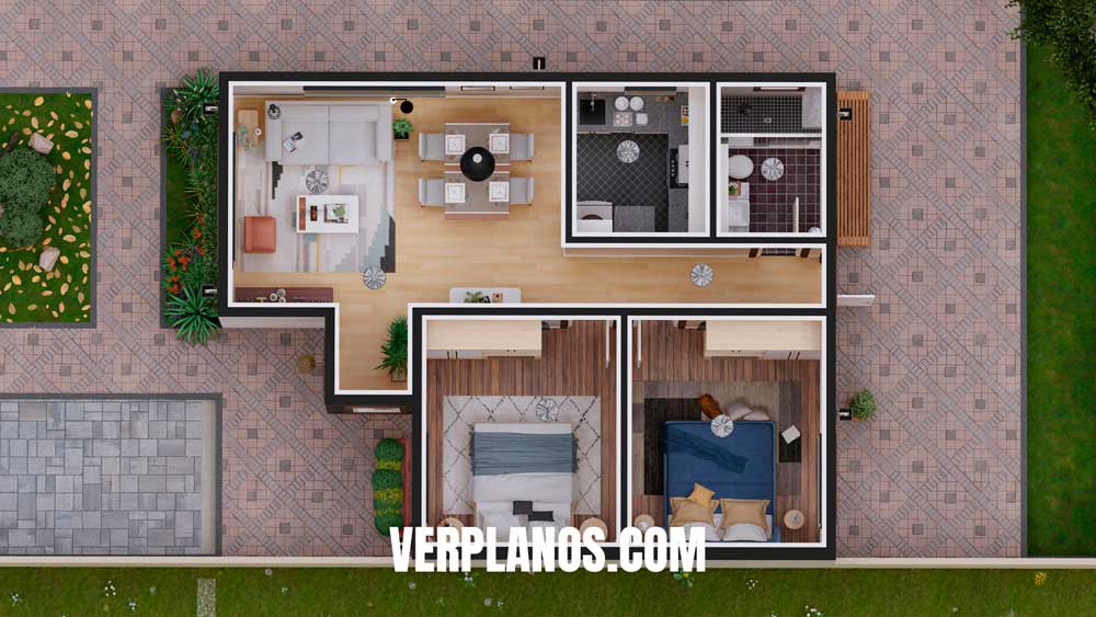 Vista en planta plano de casa