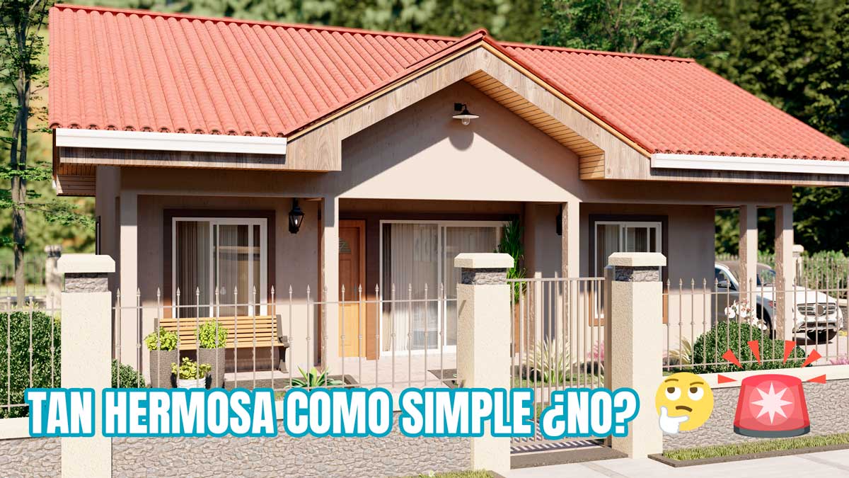 Plano de casa con un simple diseño económica y pequeña de 3 dormitorios dwg y pdf