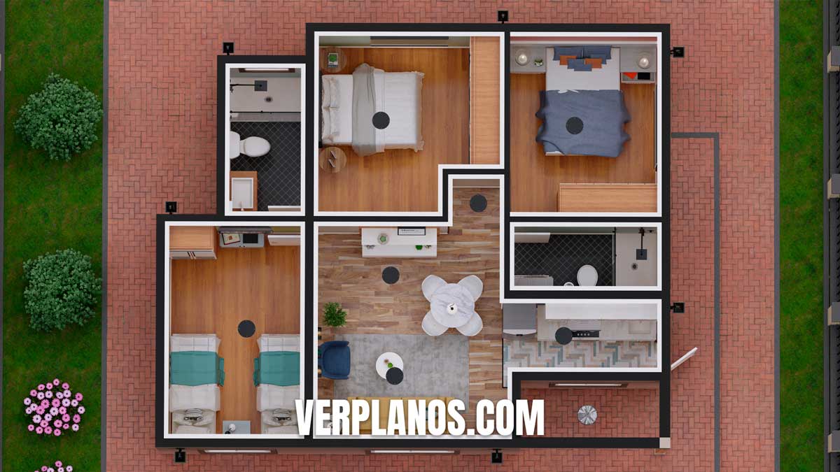 Vista en planta plano de casa