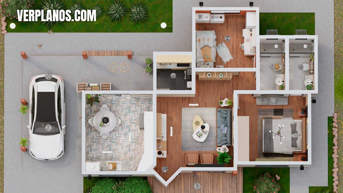 Vista en planta plano de casa