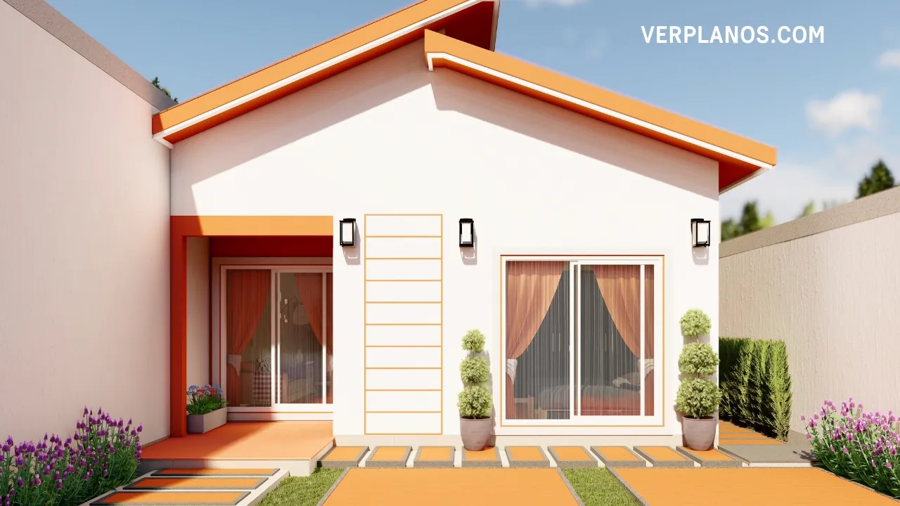 fachada plano de casa economica moderna llamativa acogedora