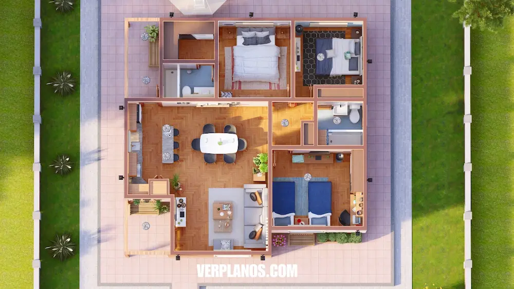 Planta plano de casa económica