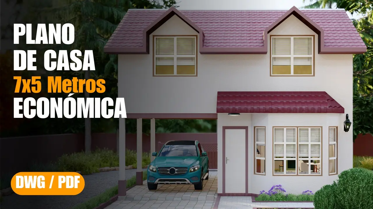 Diseño de casa 7x5 metros dos pisos con garaje