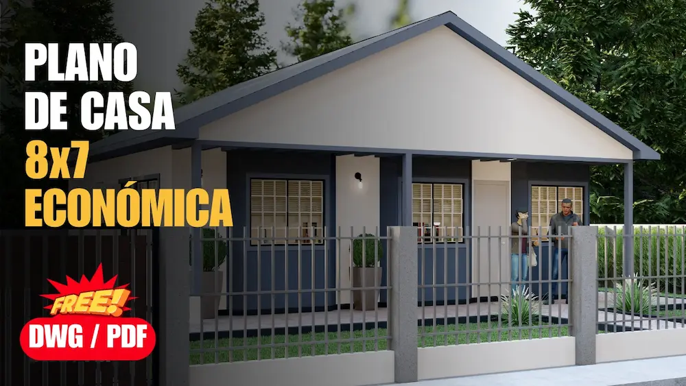 Plano de casa pequeña 8x7 metros