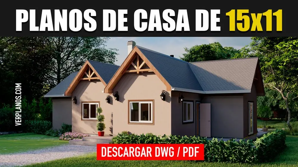 Plano casa de campo con piscina