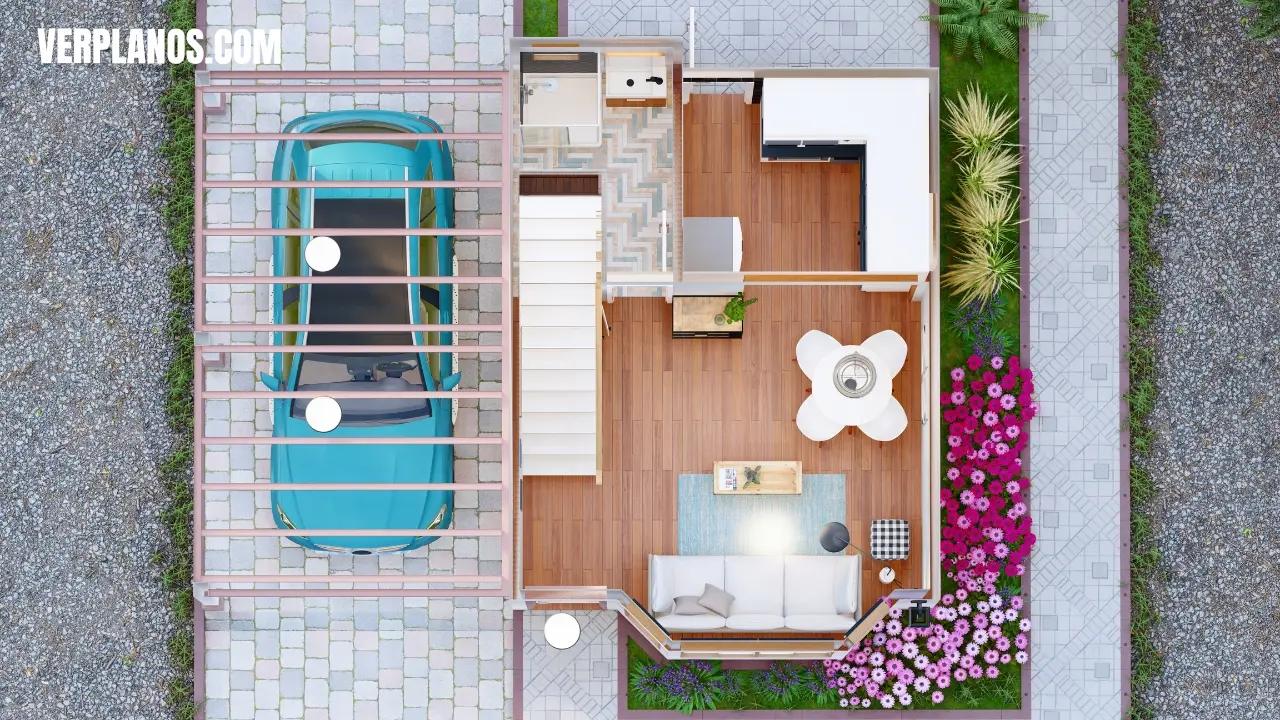 Planta primer piso casa 7x5 metros