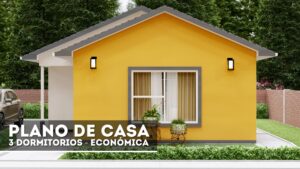 Plano de casa económica de 3 dormitorios para descargar en PDF y DWG